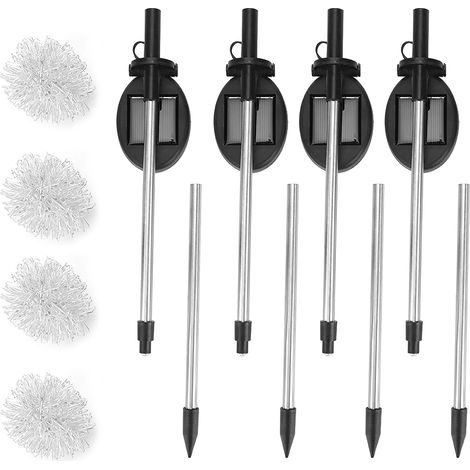 Lot 4 lampes solaires LED décoratives fleurs DIY pour jardin extérieur patio pelouse décoration (1/5)