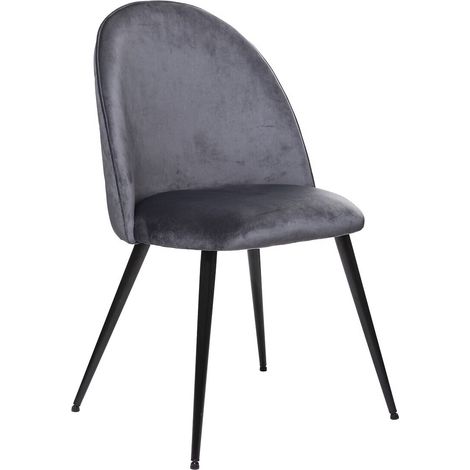 Sedia slano gambe in metallo nero velluto grigio topo - Atmosphera créateur d'intérieur (1/2)