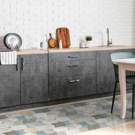 CREARREDA Tappeto cucina 180x50cm Artistic Cement vinile antiscivolo e lavabile Passatoia cucina in vinile, lavabile 100% made in Italy (1/5)