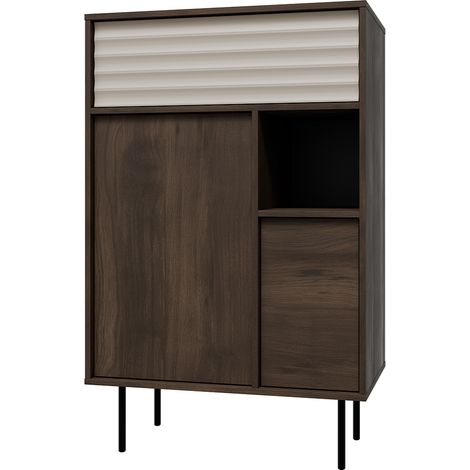 Buffet Astra mit 3 Türen, Dunkles Holzoptik und Kaschmir, 76.6cm
