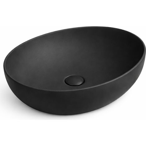Vasque à poser arrondie -52 x 39 cm -Noir mat -ELORA (1/4)