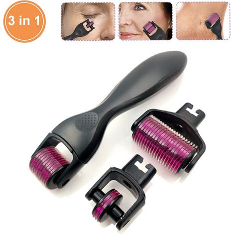 Micro-aiguilles 3 en 1 incluant des aiguilles en titane : soin du corps et du visage pour les zones tendues, lutte contre les rides, les vergetures, favorise la pousse de la barbe et la repousse des c (1/5)