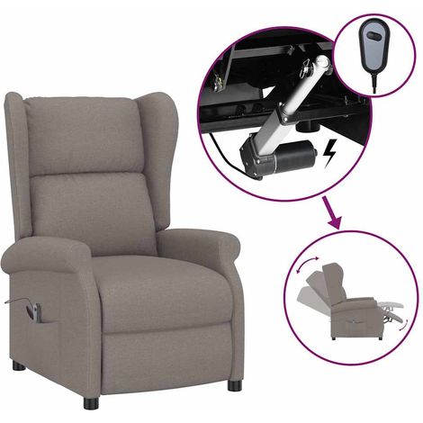 vidaXL Sillón orejero reclinable eléctrico tela taupe (1/2)