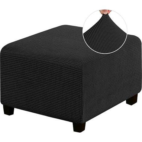 Copripoggiapiedi quadrato, funzionale copripoggiapiedi elastico in tessuto jacquard spesso, coprimobili antiscivolo rimovibile, nero, taglia S (1/5)