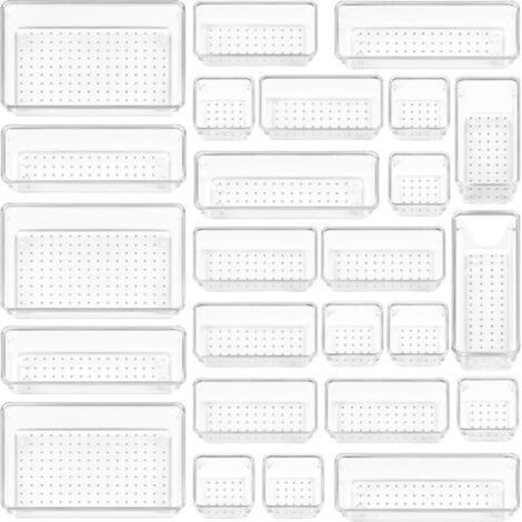 Set di 25 organizer per cassetti, disponibile in 4 misure, ideale per organizzare trucchi e altri oggetti. Può essere utilizzato in bagno, cucina, ufficio, ecc.