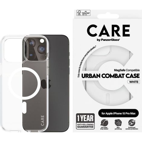 CARE by PanzerGlass -  Case Transparent w. White MagSafe - iPhone 15 Pro Max