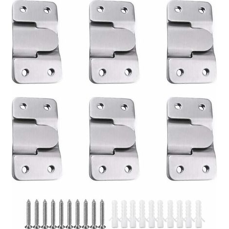 pares [paquete de 12] Soporte de montaje oculto con hebilla de enclavamiento para colgar, herrajes de pared de acero inoxidable para colgar cuadros, espejos, marcos, salpicaderos y muebles. (1/4)