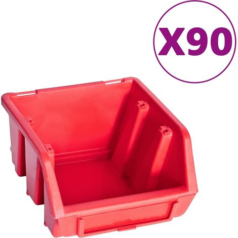 Maison Exclusive - Kit de bacs de stockage et panneaux muraux 96 pcs Rouge et noir (1/5)
