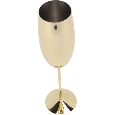 Verre à vin en métal, acier inoxydable, élégant et très résistant, idéal pour les fêtes, mariages et banquets. Couleur or, 260 ml. (1/5)