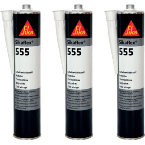 3er-Set Fensterkleber SIKA Sikaflex 555 - Schwarz - 300ml