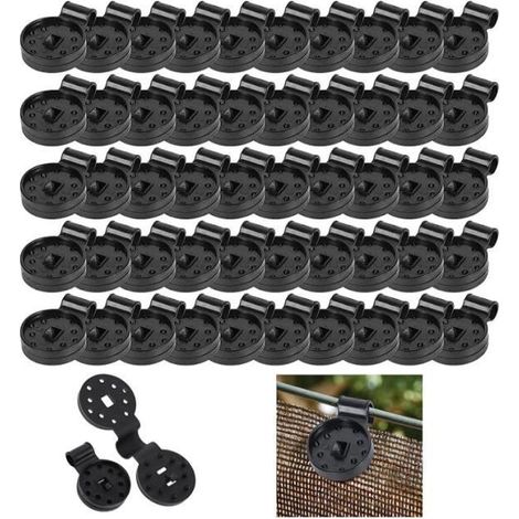 50 pièces Clips Plastiques pour Toile d'ombrage - Résistant à l'hiver - Noir (1/4)