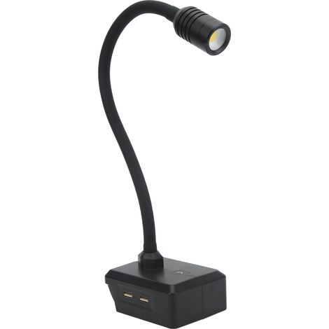 LED Work Light Cordless Gooseneck Lamp 3 Modes Dual USB with Hook for 14.4V‑20V Battery