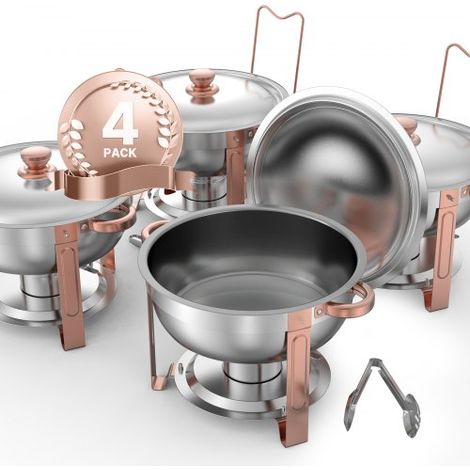 Chauffe-Plat 4PCs 4 - 6 L - Buffet Chauffant Rond Réchaud en (1/5)