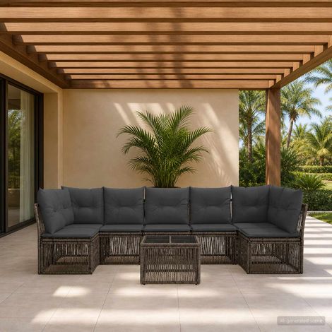 vidaXL Ensemble de canapé de jardin 8 pc Gris polyrotin (1/5)