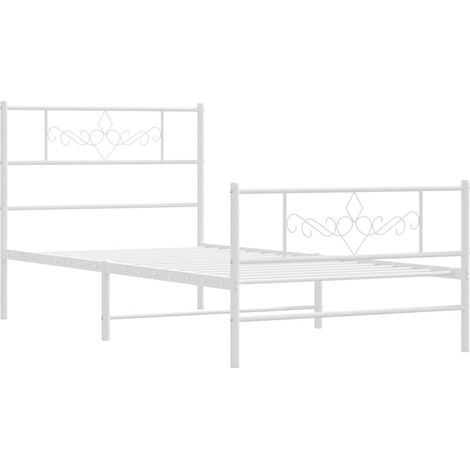 Cadre de lit métal sans matelas et pied de lit blanc 100x200 cm vidaXL (1/5)