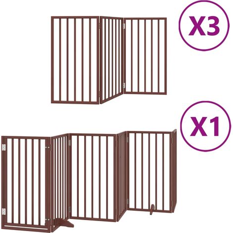 Cancelletto di sicurezza per animali domestici porta pieghevole 15 pannelli lunghezza 750 cm legno di pioppo marrone 020023192