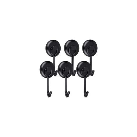 Gancho magnético potente, imán de neodimio negro para nevera, gancho magnético giratorio, ganchos magnéticos para cocina, paños de cocina, tablas de cortar, 6 unidades - Crezuo
