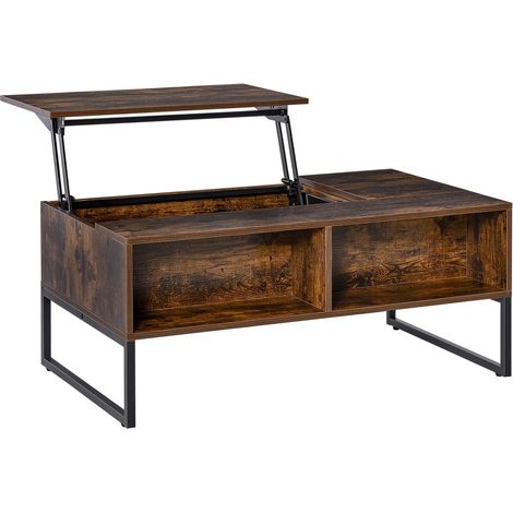 Table Basse Salon Design Moderne Plateau Réglable Hauteur Panneau Particules Marron 100x60 cm Meuble Salle de Séjour (1/5)