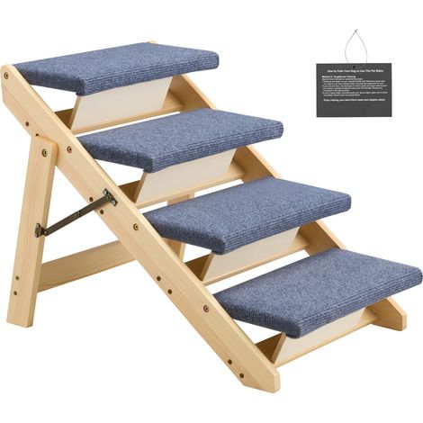 Mophorn Scala in legno per animali domestici con 4 gradini, ideale per letti alti, divani e auto, capacità di carico fino a 68 kg, design compatto e struttura stabile, adatta a cani e gatti di piccola (1/5)