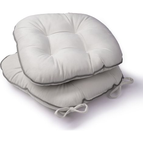 Paco Home Cojín De Asiento Con Cintas Sujeción 40x40 Base Silla Interior Bianco 2, 40x40x5cm