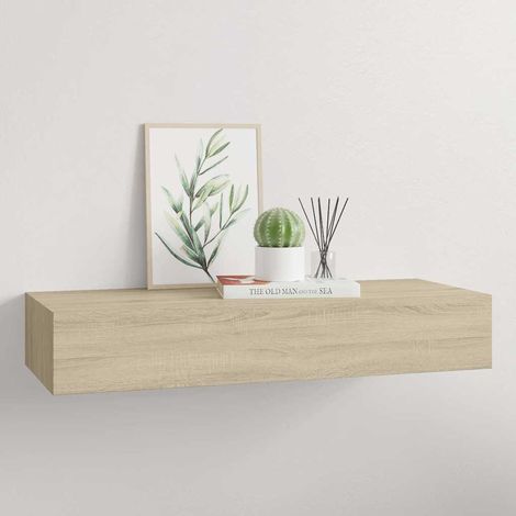 vidaXL Estante con cajón de pared MDF roble 60x23,5x10 cm (1/5)