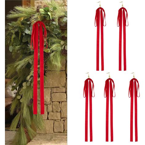 Ribbon Bow - Velvet Christmas Tree Topper - 15.7 x 23.6 Inches - Indoor Outdoor Holiday Decoration - Pack of 5 (1/5)