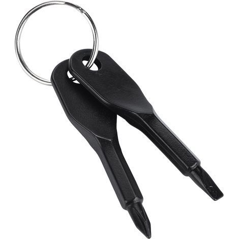2 PCS Tournevis Portatifs en Acier Inoxydable avec Anneau Porte-Clés (Argent) (1/5)