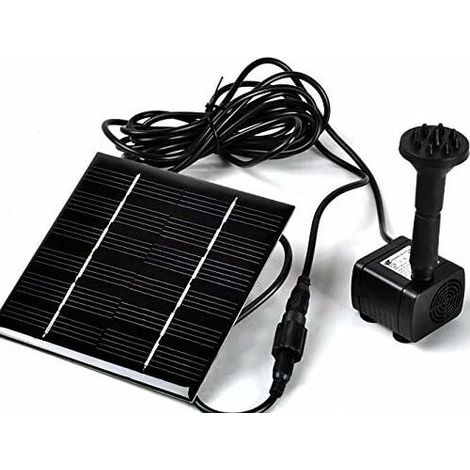 Pompe solaire pour fontaine - Arroseur pour fontaine de jardin, piscine, bassin, aquarium avec panneau solaire séparé, câble de 3 m et 4 adaptateurs de pulvérisation (noir)
