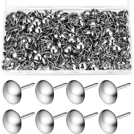 300 pezzi chiodini per tappezzeria, chiodini per tappezzeria, chiodini decorativi antichi per mobili, borchie per pannelli a pressione per sedie, quadri, tappeti, disegni - 11x17 MM (argento) (1/5)