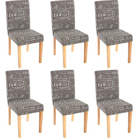 [NON UTILIZZATO] Set 6x sedie Littau tessuto soggiorno cucina sala da pranzo 43x56x90cm grigio con scritte piedi chiari
