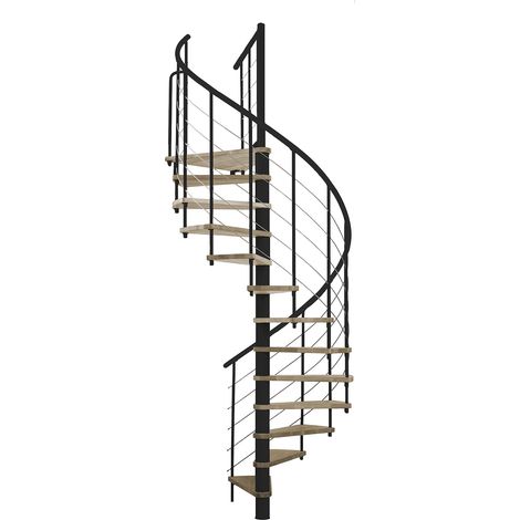 Minka Spindeltreppe Venezia Smart 38 - 305,5cm Geschosshöhe Eiche Schwarz 160cm Durchmesser