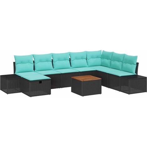 Garden Sofa Set 9 pcs Black Poly rattan vidaXL (1/5)