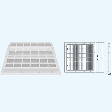 Grille de vidange carrée 300x300mm pour piscine, couvercle de bonde de fond en plastique blanc, accessoire de filtration-Alovez-WCY