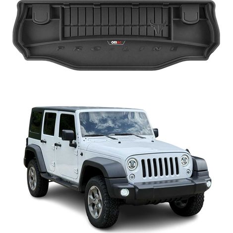 Tapis de Coffre 3D TPE Premium Compatible avec Jeep Wrangler JK 2007-2018 - Bac de Protection de Coffre Intérieur antidérapant Revêtement de Coffre Bords Hauts pour Voiture Noir (1/5)