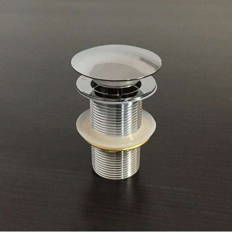 Click-clack waste without overflow in brass – Push-button valve – Diameter 66mm – Height 78mm – Chrome finish for washbasins – Palici (1/4)