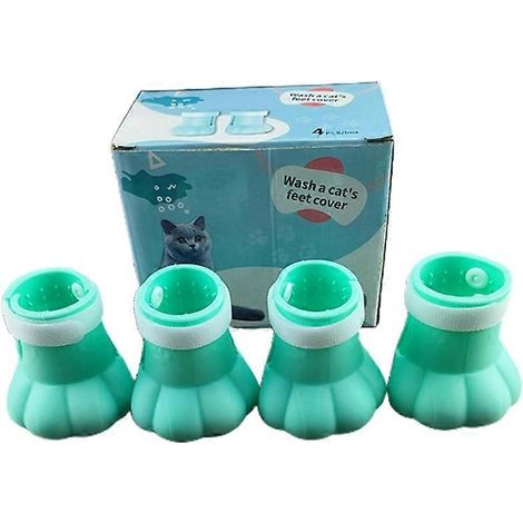 Bottes anti-griffures pour chats et chiens, protège-griffes en silicone pour le bain - Vert clair (1/5)