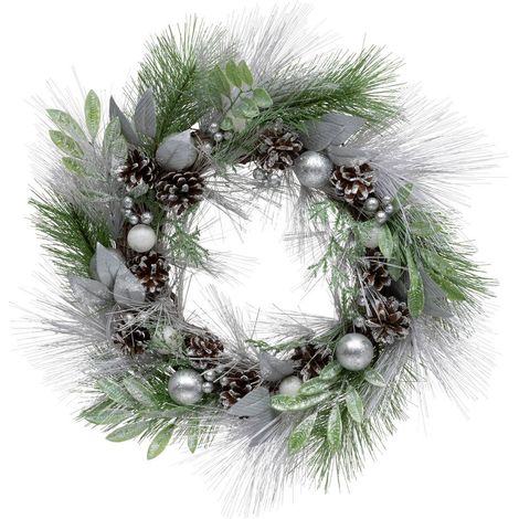 Kranz Kugeln und Tannenzapfen D.50cm gefrostet - Feeric lights & christmas