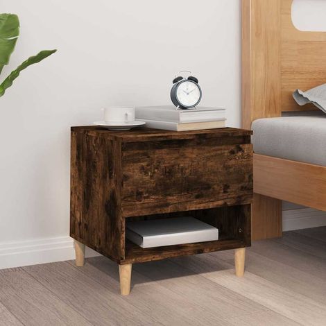 vidaXL Bedside Table Smoked Oak 50x46x50 cm Engineered Wood (1/5)