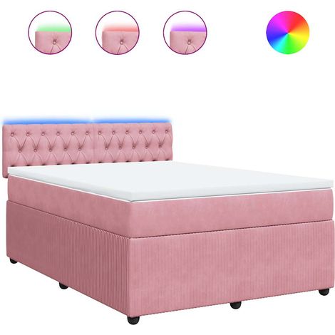Maison Exclusive - Sommier à lattes de lit avec matelas Rose 140x190 cm Velours (1/5)
