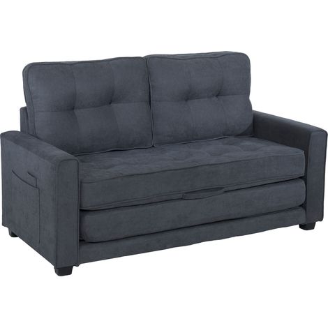 Sofá cama plegable doble con cojín de sofá con bolsillos laterales, tela de lino, ideal para espacios pequeños, habitaciones de invitados y oficinas en casa. (1/5)