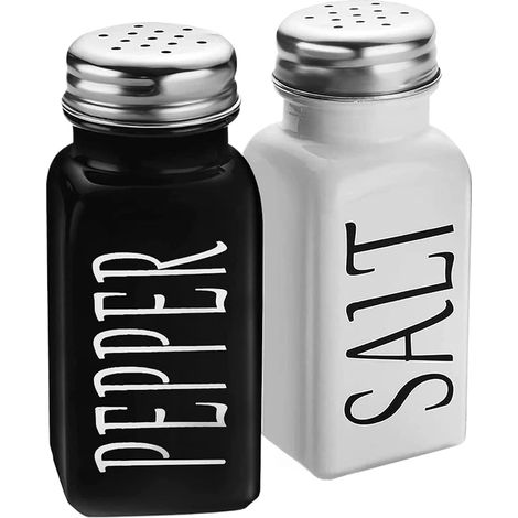 bouteille de condiment-80ml-Ensemble salière et poivrière en céramique (blanche) (1/5)