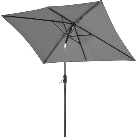 Homevive Sombrilla para Patio con Manivela 6 Varillas Parasol Reclinable de Jardín para Exterior Terraza Playa Gris (1/5)