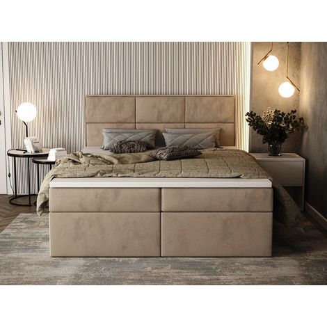 Lit Boxspring Galla - Beige - 180x200 Cm - Lit Double - Élégant - Matelas À Ressorts Bonnell (1/5)