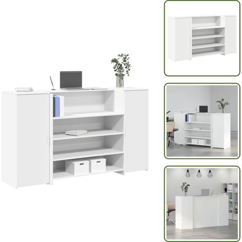 The Living Store Bureau de réception Blanc 180x50x103,5 cm Bois d'ingénierie - Bureau de réception (1/5)