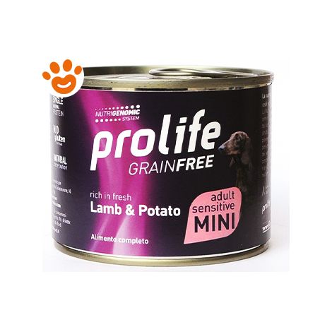 Prolife Dog Grainfree Sensitive Adult Mini Agnello e Patate  - Prolife Dog Grainfree Sensitive Adult Mini Agnello e Patate - Lattina Da 200 Gr