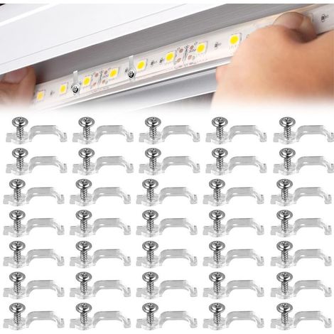 50 Befestigungsclips für 10-mm-LED-Streifen – Hitzebeständige Clips – Unauffällige Installation für den Innen- und Außenbereich (1/5)
