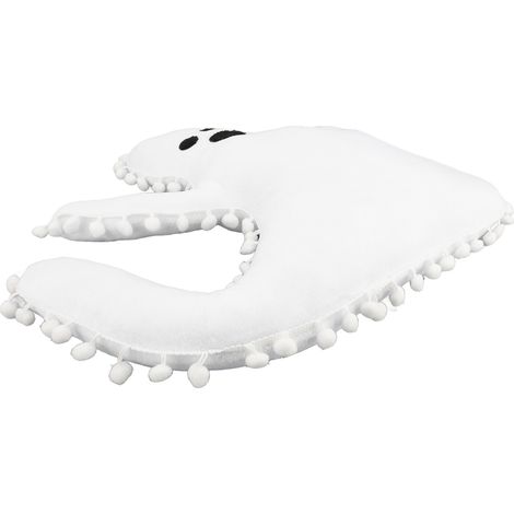Coussin fantôme mignon et confortable en peluche, idéal pour décorer canapé, lit ou les fêtes. (1/5)