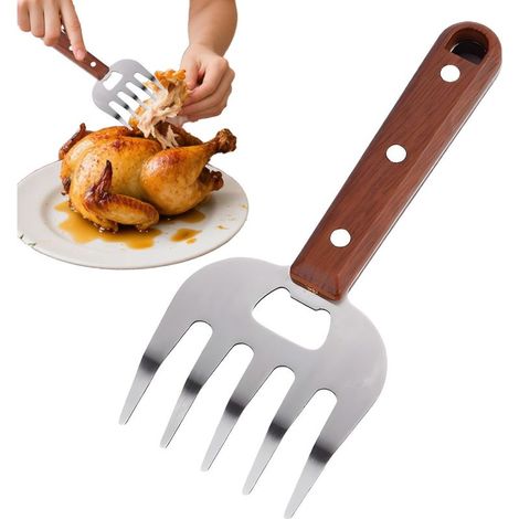 Fourchette à viande ergonomique - Fourchette à râper les aliments - Outil de cuisine en acier inoxydable renforcé