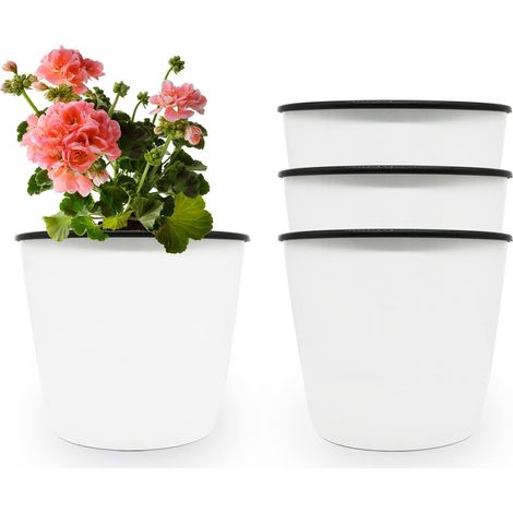 Ensemble de 3 pots de fleurs blancs à arrosage automatique de 16 cm (1/5)