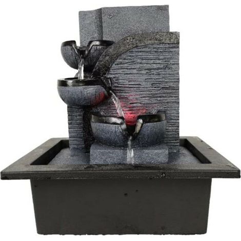Tischbrunnen aus Kunstharz in Wasserfallform mit farbwechselnder LED-Beleuchtung, geeignet für Wohnzimmer und Wohnbereich, 220 V